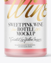 Frosted Glass Pink Wine Bottle Mockup