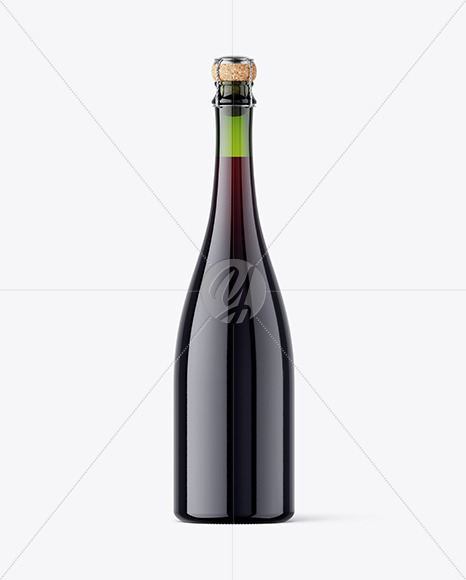 Green Glass Red Wine Bottle Mockup