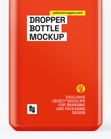 Glossy Square Dropper Bottle Mockup
