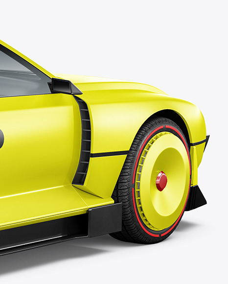 Sport Car Mockup - Back Half Side View