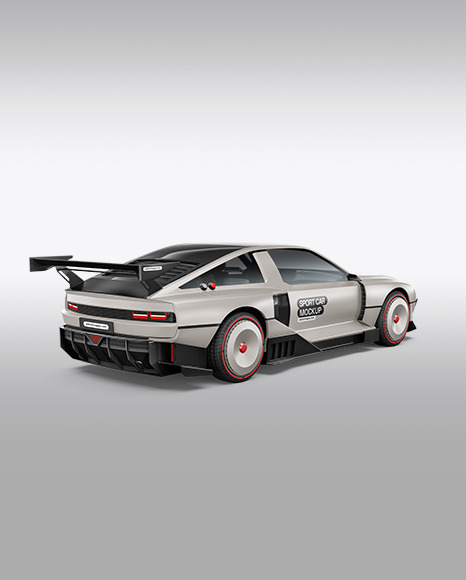 Sport Car Mockup - Back Half Side View