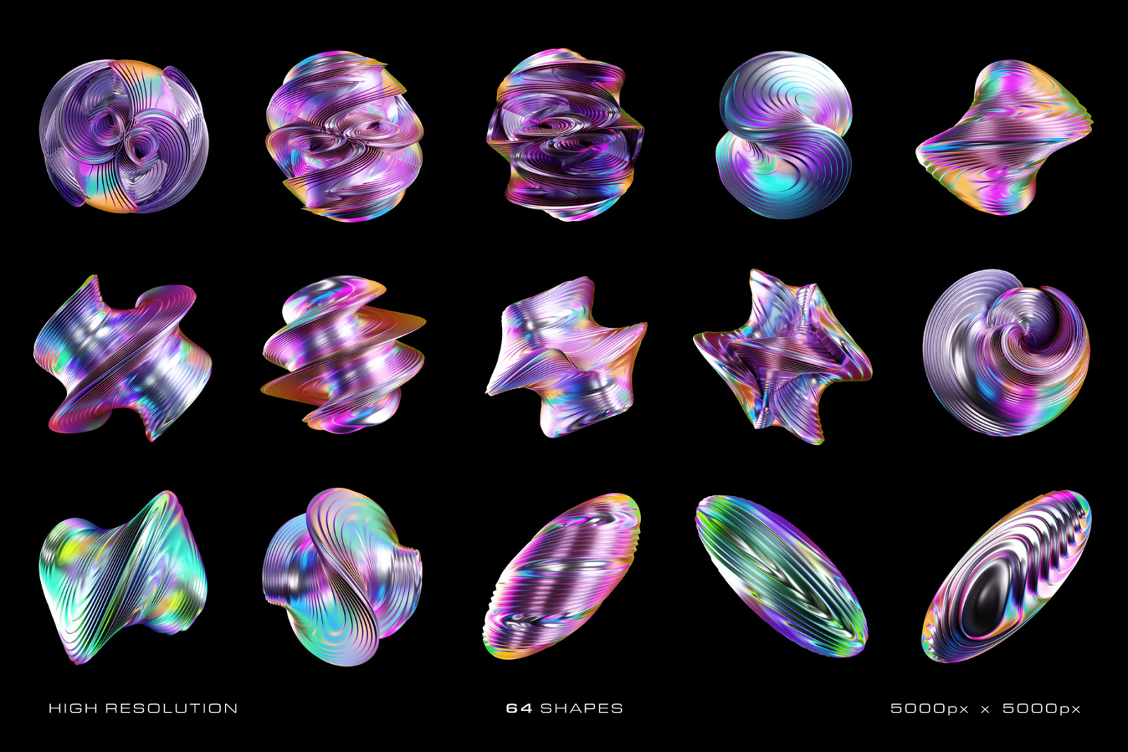 3D Iridescent HD Shapes 3D Iridescent HD Shapes