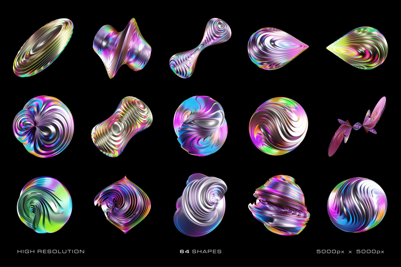 3D Iridescent HD Shapes 3D Iridescent HD Shapes