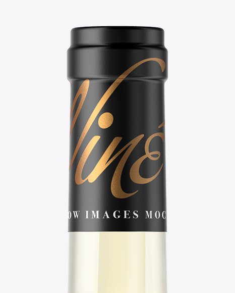 Clear Glass White Wine Bottle With Cork Mockup