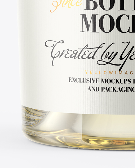 Clear Glass White Wine Bottle With Cork Mockup