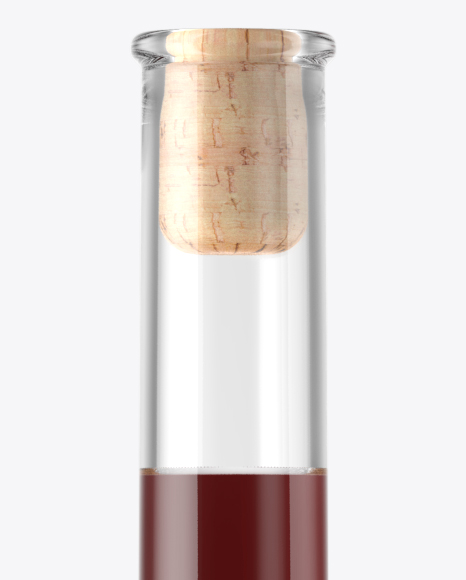 Clear Glass Red Wine Bottle With Cork Mockup