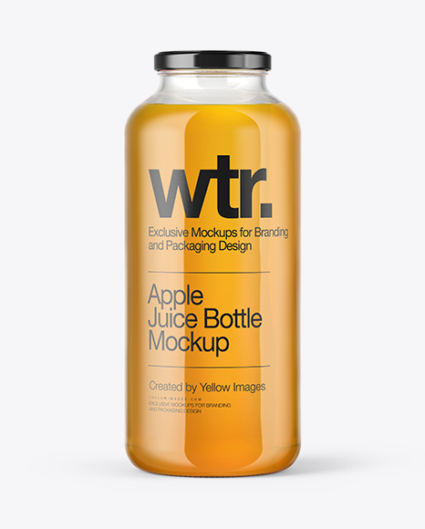 Clear Glass Apple Juice Bottle Mockup