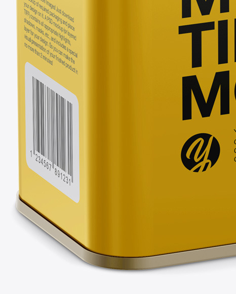 Motor Oil Tin Can Mockup - Halfside View