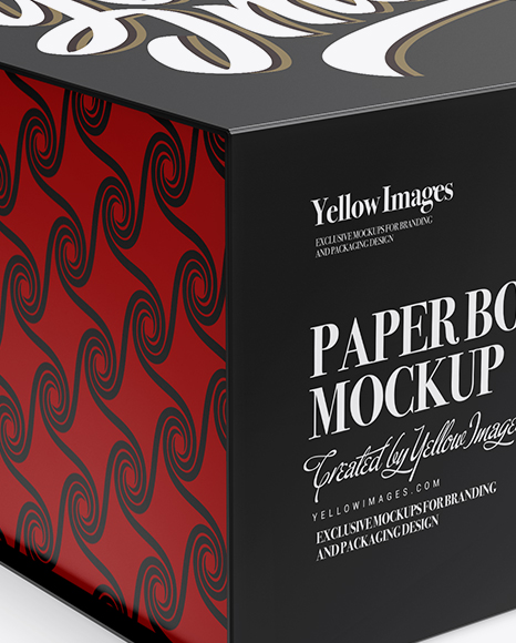 Glossy Paper Box Mockup - Half Side View (High-Angle Shot)