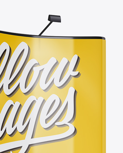 Glossy Aluminium Spring Pop-Up Stand Mockup - Half Side View
