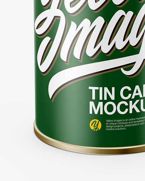 Tin Can With Paper Label Mockup (High-Angle Shot)