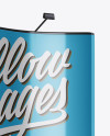 Metallic Aluminium Spring Pop-Up Stand Mockup - Half Side View