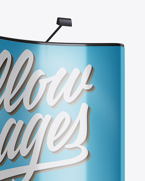 Metallic Aluminium Spring Pop-Up Stand Mockup - Half Side View