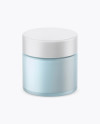 Blue Frosted Glass Cosmetic Jar Mockup