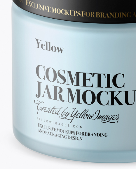 Blue Frosted Glass Cosmetic Jar Mockup