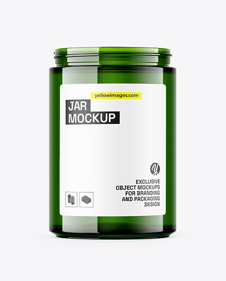 Glossy Green Jar Mockup