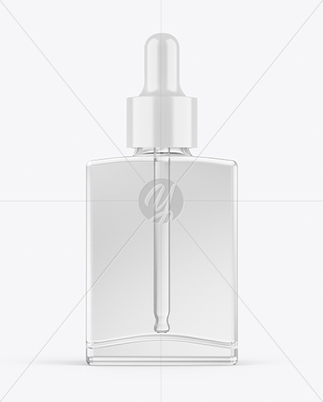 Clear Glass Square Dropper Bottle Mockup