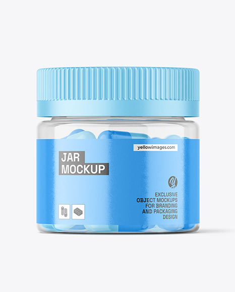 Clear Jar with Capsules Mockup