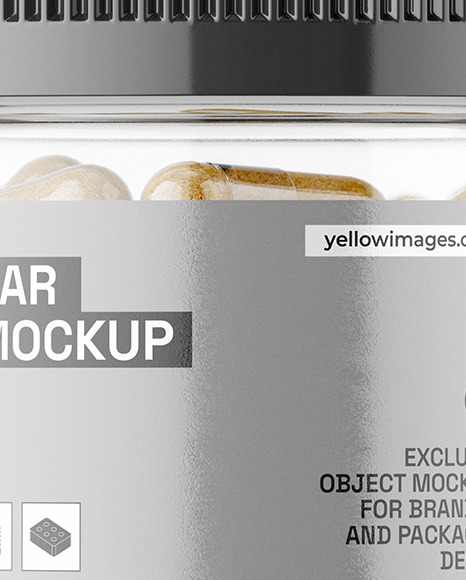 Clear Jar with Herbal Capsules Mockup