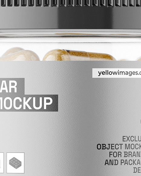 Clear Jar with Herbal Capsules Mockup