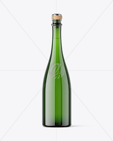 Green Glass White Wine Bottle Mockup