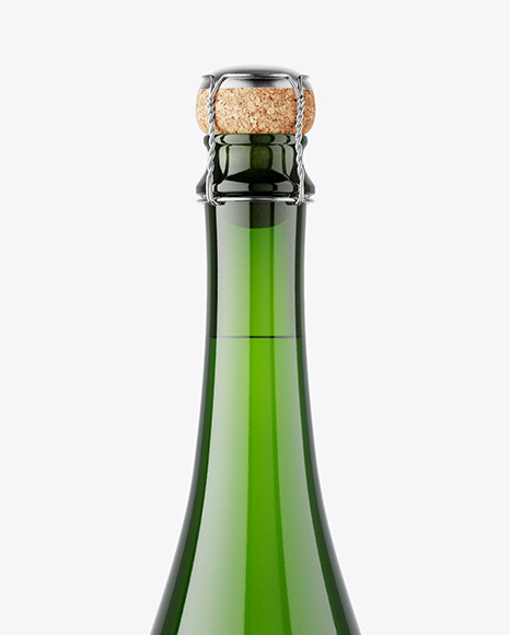 Green Glass White Wine Bottle Mockup