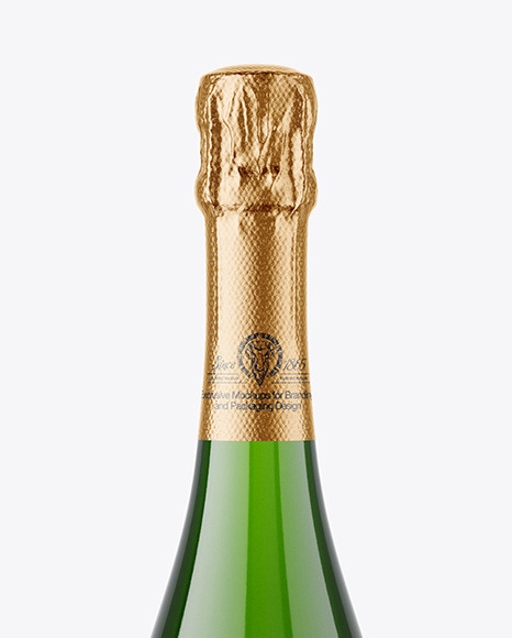 Green Glass White Wine Bottle Mockup