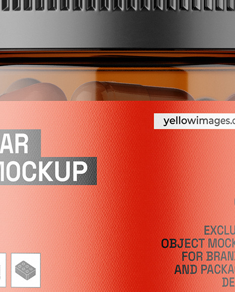 Amber Jar with Capsules Mockup
