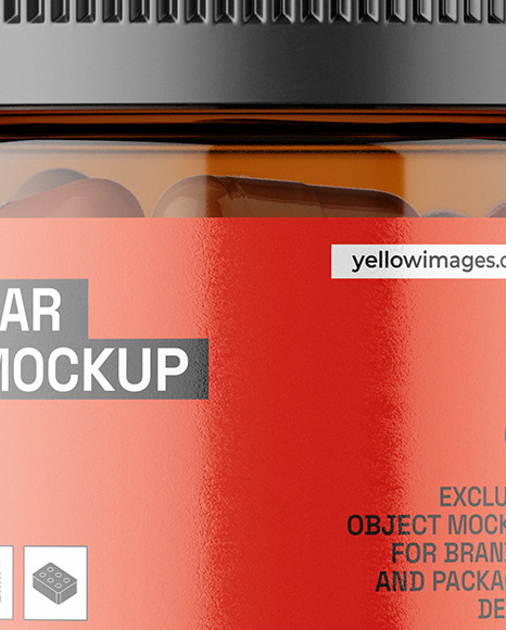 Amber Jar with Capsules Mockup