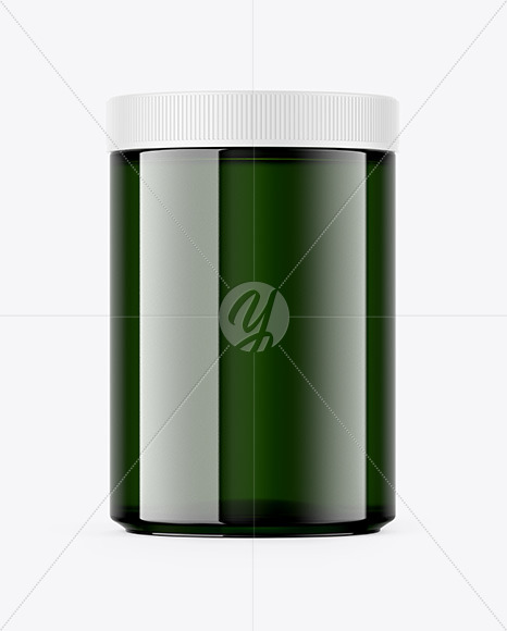 Glossy Dark Green Jar Mockup