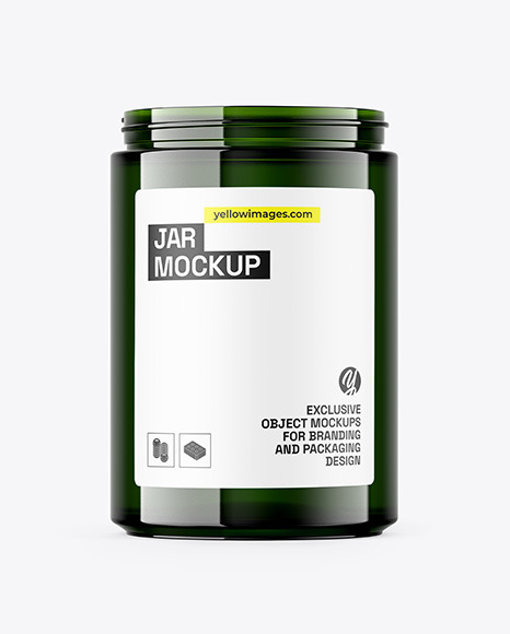 Glossy Dark Green Jar Mockup