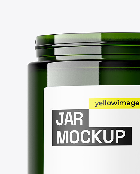 Glossy Dark Green Jar Mockup