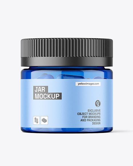 Blue Jar with Capsules Mockup