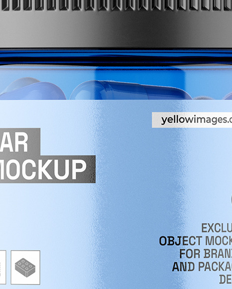 Blue Jar with Capsules Mockup