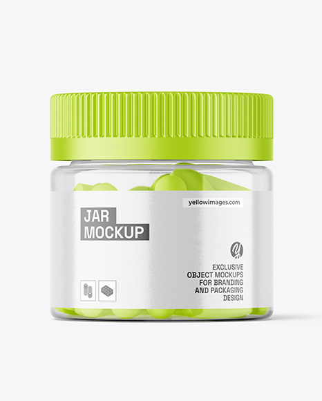 Clear Jar with Pills Mockup