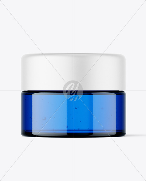 Blue Glass Cosmetic Jar Mockup