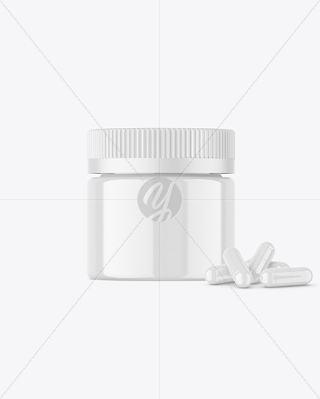 Glossy Jar with Pills Mockup