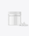 Glossy Jar with Pills Mockup