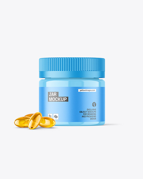 Glossy Jar with Pills Mockup