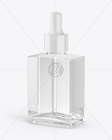 Clear Glass Square Dropper Bottle Mockup