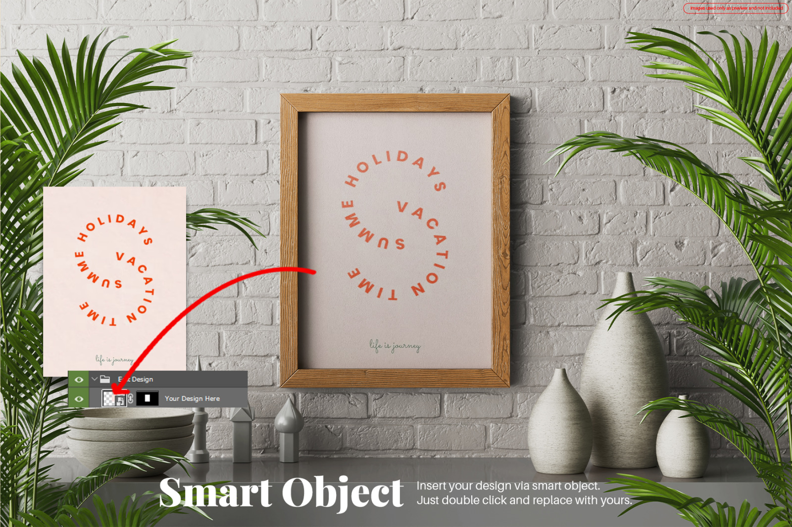 Wooden Frame Poster Mockup Set with 4 Size Variant