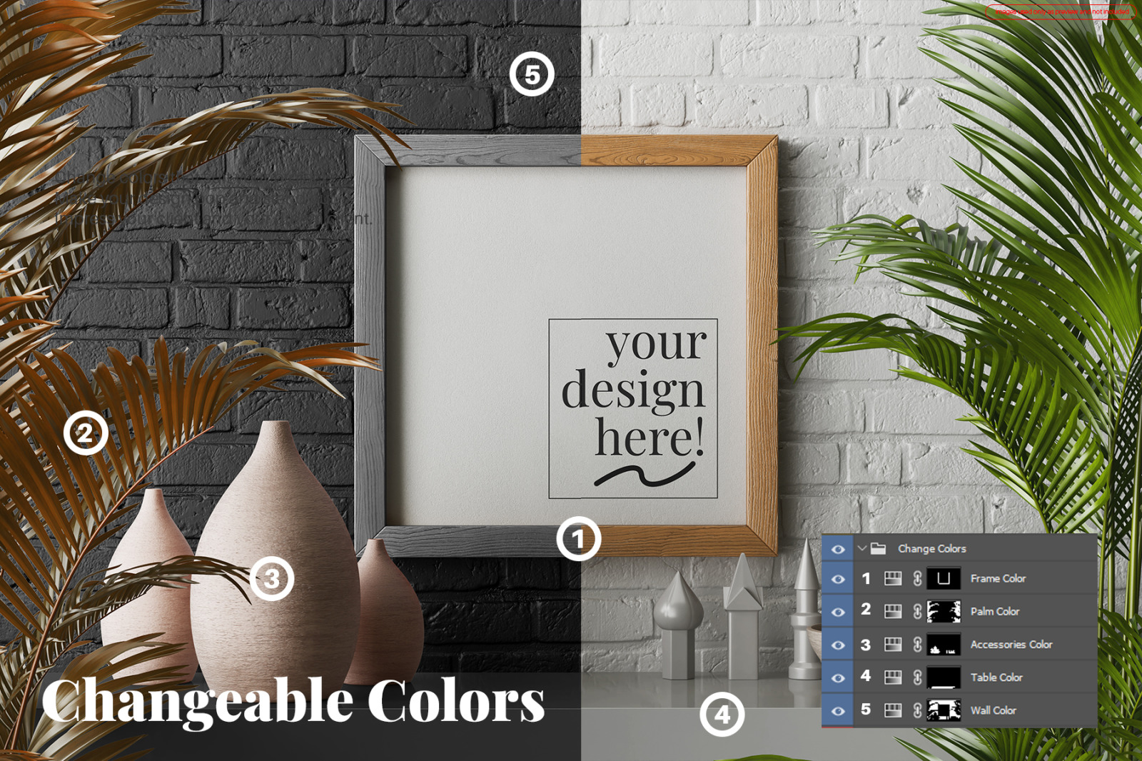 Wooden Frame Poster Mockup Set with 4 Size Variant