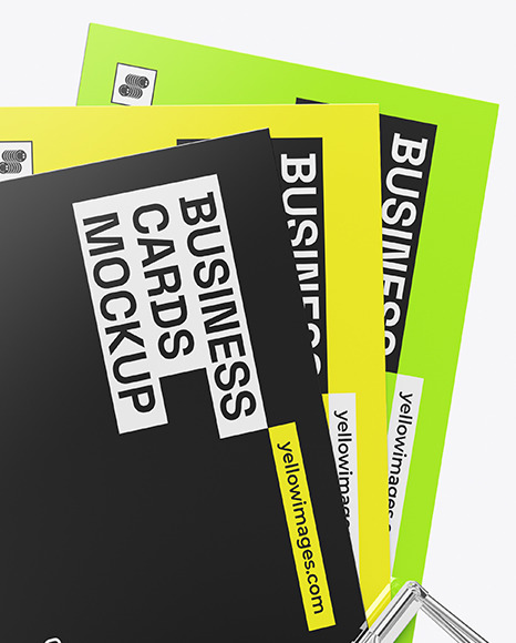 Business Cards in a Clip Mockup
