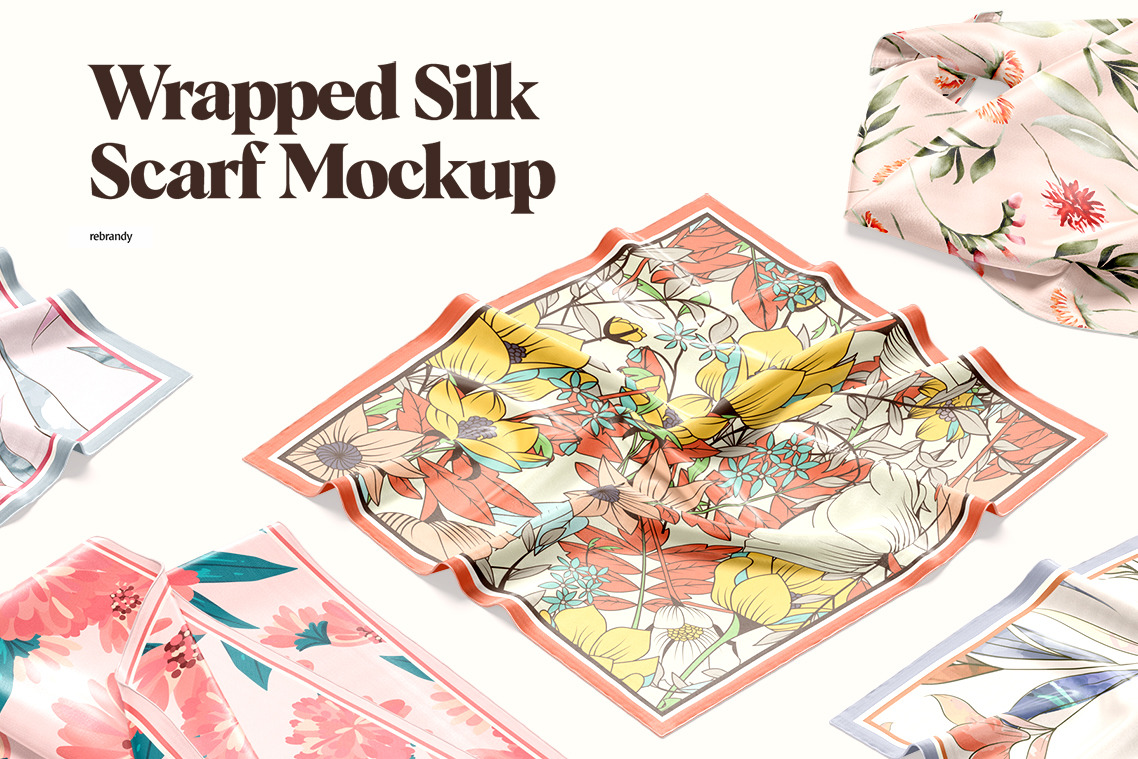 Wrapped Silk Scarf Mockups
