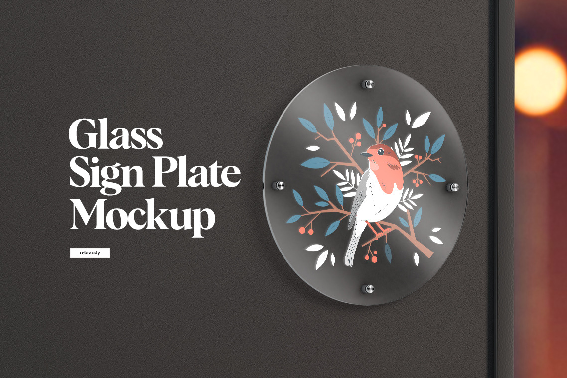 Glass Sign Plate Mockup Glass Sign Plate Mockup