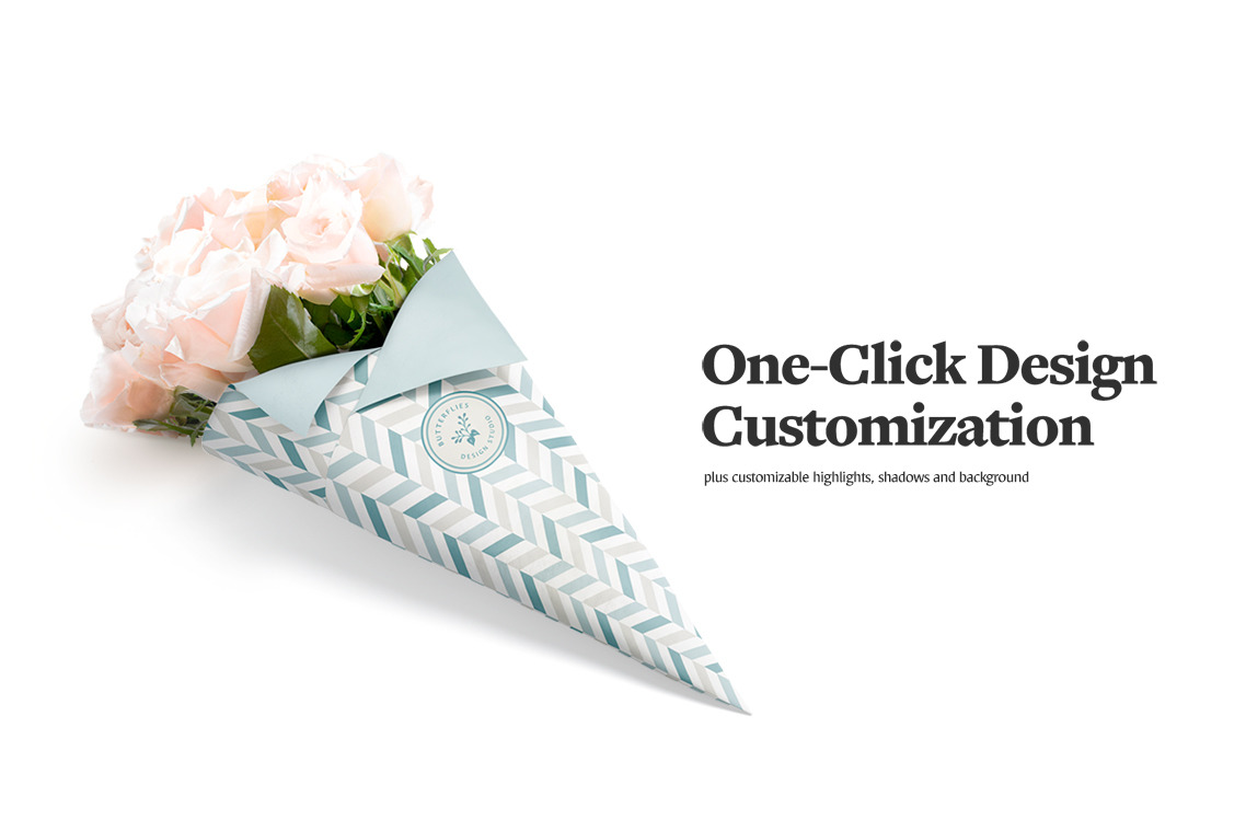Flowers Packaging Cone Mockups Flowers Packaging Cone Mockups