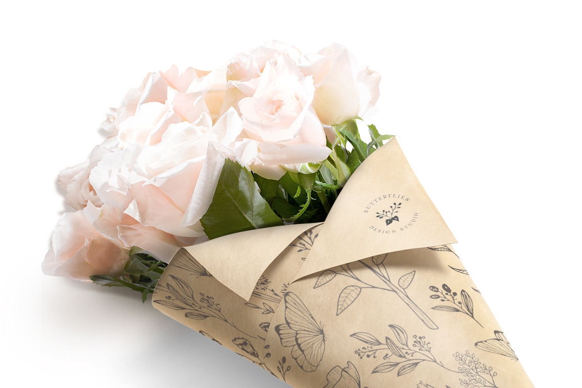 Flowers Packaging Cone Mockups Flowers Packaging Cone Mockups