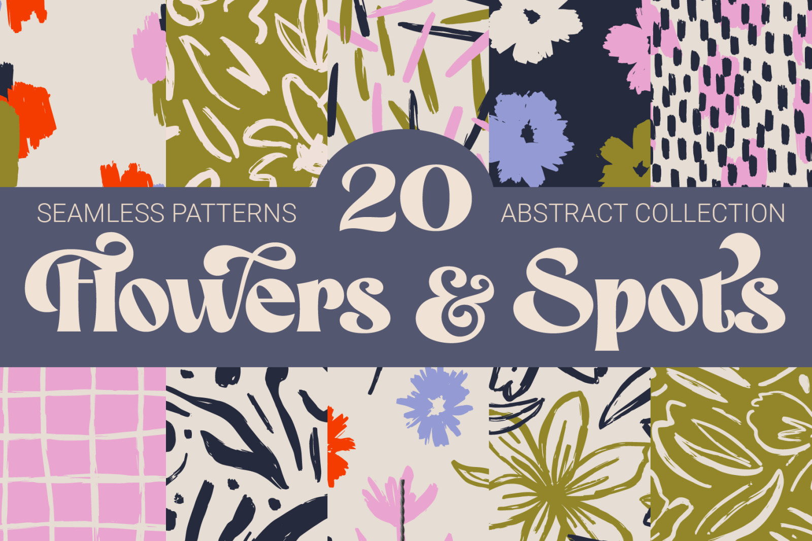 Flowers and Spots seamless patterns