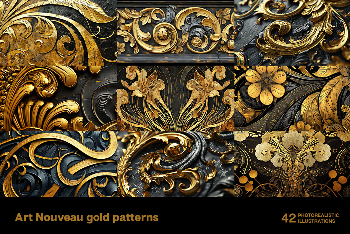 Art Nouveau Gold Patterns Art Nouveau Gold Patterns