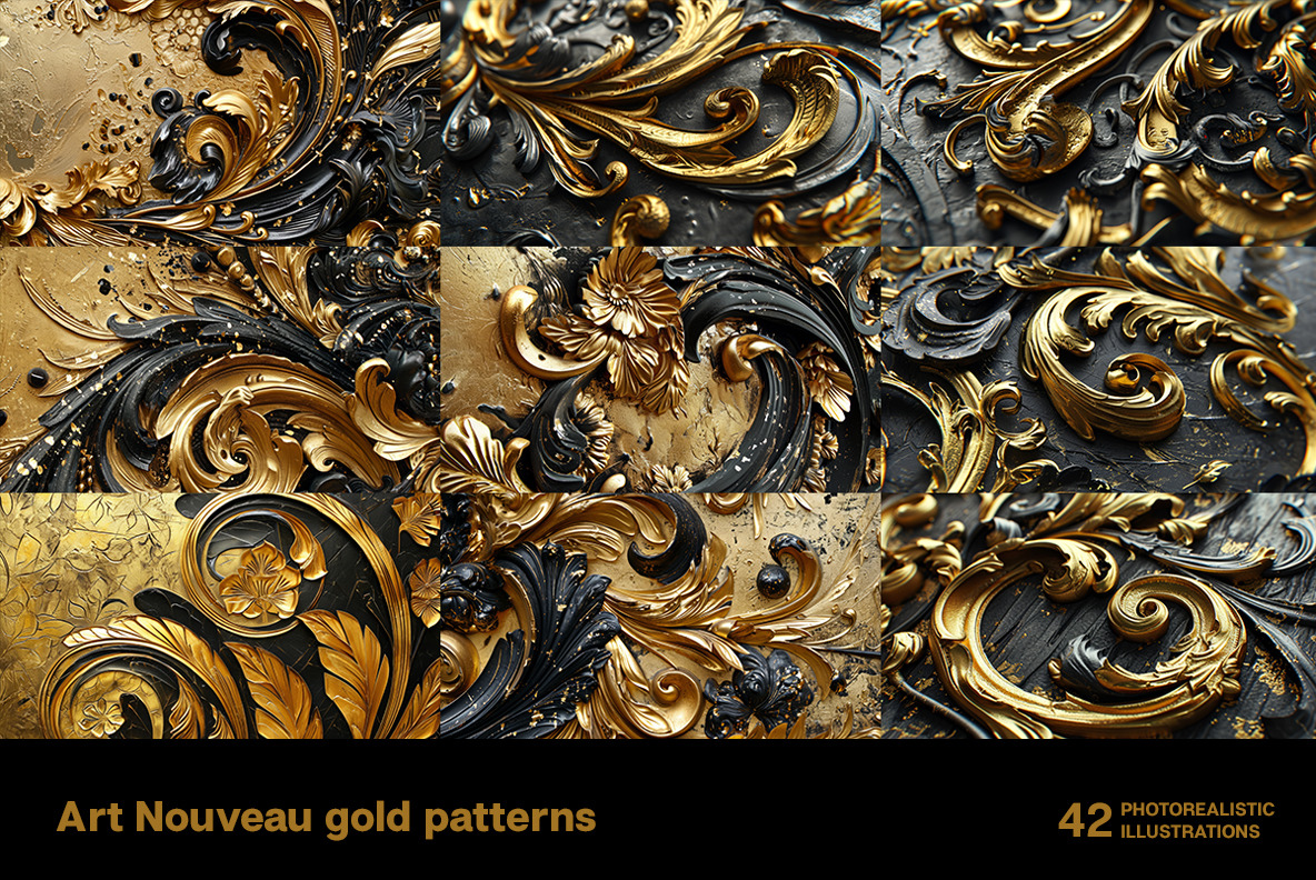 Art Nouveau Gold Patterns Art Nouveau Gold Patterns